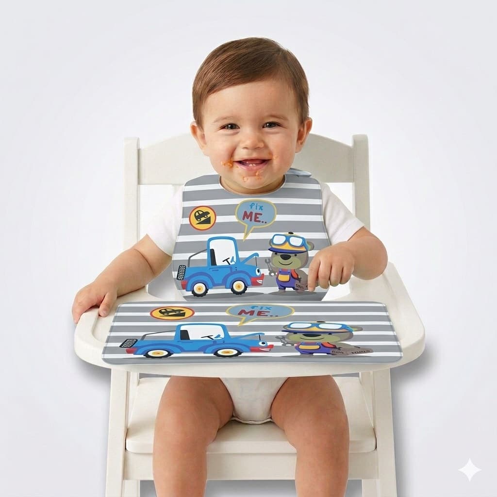 Kit babador + descanso de prato urso